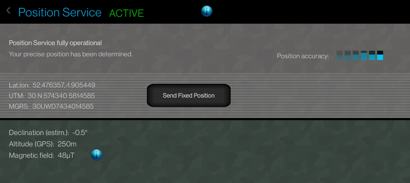 Position Service screen